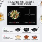 VBGK Double Induction Cooktop,110V 4000W Electric burner,2 burner Hot Plate LED Sensor Touch Energy-Saving induction stove top with Child Safety Lock & Timer 2 burner induction cooktop