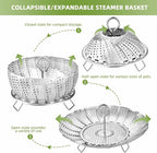 Steamer Basket, Premium Stainless Steel Vegetable Steamer Basket for Veggies & Seafood Cooking, Expandable Food Steaming Basket Fits for Various Size Pots & Pans (6.4" to 10") LAIHIFA