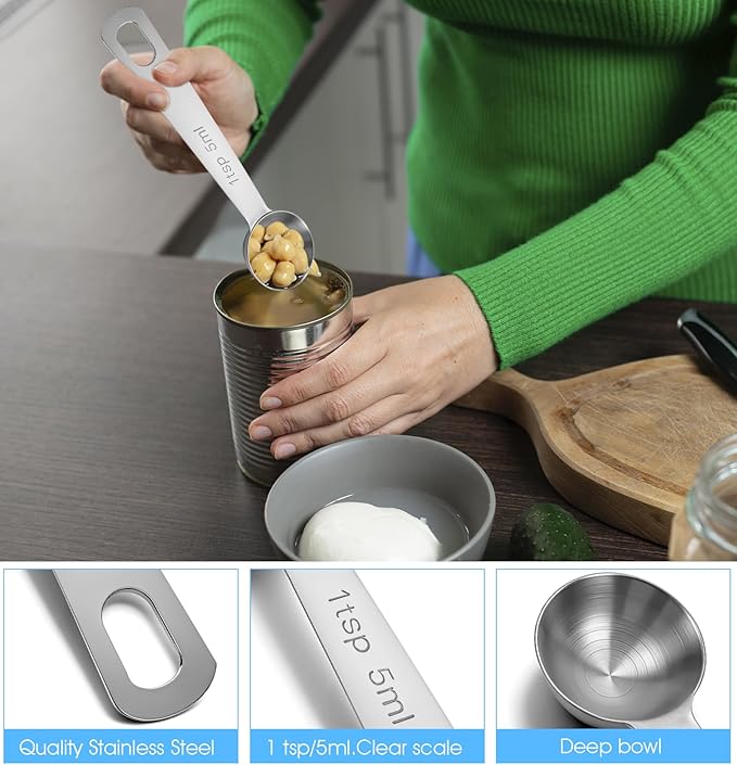 1 Teaspoon Measuring Spoons, 3Pcs Stainless Steel Short Design Kitchen Tools for Precise Cooking, Baking and Spices Measurement, 5ml
