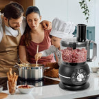 12 Cup Smart Food Processor, Electric Food Chopper Slicer with French-Fry Slicing Shredding Chopping Kneading Cutter, For Meat, Vegetable, Fries, Cheese, Meat & Veggie Prep, Puree