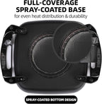 12" Ceramic Nonstick Electric Skillet with Tempered Vented Glass Lid, Scratch-Resistant Surface, Cool-Touch Handles, Removable Easy-to-Clean Design, 1200W, Sleek Black
