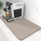WISELIFE Coffee Mat Super Absorbent Dish Drying Mat Coffee Bar Accessories Match with Machine Large Drying Mats for Kitchen Counter 12" W x 19" L, Khaki