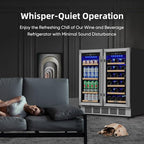 ORYMUSE Wine and Beverage Refrigerator 30 Inch, Beverage Fridge Dual Zone with Upgraded Cooling, Wine Beverage Cooler Built-in or Freestanding, 30 Bottles and 110 Cans Large Capacity