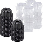 O’Creme Bakeable Plastic Mini Cake Pan with Container - Baking Pan With Non-Stick Silicone - Reusable Mold For Baking and Much More - and Clear Snap-Closure Container - 25 Cake Pans + 25 Containers
