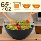 Homienly Wheat Straw Bowls Set of 6, 60 OZ Salad Bowl Large Capacity for Soup, Popcorn - Unbreakable Serving Bowl - Microwave & Dishwasher Safe Bowl, Alternative for Plastic Bowls for Kitchen - Black