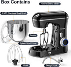 Honinst Stand Mixer, 6.5QT 10-Speed Tilt-Head Electric Stand Mixer, 3-In-1 Kitchen Mixer with Bowl, Dough Hook, Whisk and Beater, Food Mixer for Baking, Cake and Most Home Cooks, Black