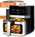 5.8QT Digital Air Fryer with Viewable Window, Adjust Temp & Timer, Air Frying, Reheat, Easy for Frozen Food, Snacks, Dinner, Large Square Basket than Round, Portable for Family & Apartment