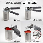 Zulay Kitchen Heavy Duty Stainless Steel Can Opener Manual with Bottle Opener - Rust Proof Manual Can Opener With Turn Knob & Comfy Soft Grip Handles - Gray