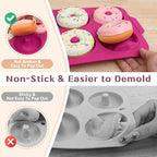 Nonstick Silicone Donut Pan: 3.5 Inch Doughnut Pans with Metal Frame - Silicone Donut Molds for Baking Gluten Free Glazed Vegan Protein Donuts Bagel - for Oven Kitchen - Home Bakers Housewife