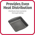 GoodCook Everyday Nonstick Steel Square Pan, 8", Gray