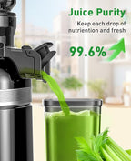 Cold Press Juicer Machines for Whole Vegetables & Fruits, Slow Masticating Juicer Maker with Wide Feed Chute, High Juice Yield, Easy to Clean, Black