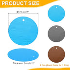 uxcell 3pcs Silicone Jar Opener Pads, 17.5cm/7" Texture Can Opener Multipurpose Round Bottle Lid Opener Non-Slip Coasters for Weak Hands Seniors Children, Brown, Gray, Blue