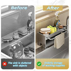 Utensil Holder,Compact Kitchen Sink Drying Rack - Durable and Stylish Solution,Self-Draining Tray Design,with Rag Rack（White）