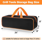 Grill Tool Storage Bag, 24" x 8" x 8" Large Capacity Grill Accessory Storage, 1680D Heavy-Duty Grill Utensil Storage, Accessories Storage Compatible with Blackstone (No Accessories)