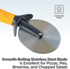 Deiss Pro Heavy Duty Pizza Cutter With Wheel Slicer- Stainless Steel Sharp Smooth Pizza Cutter Wheel With Easy Grip Non-Slip Handle, Dishwasher Safe (ORANGE)