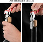 HYZ 2-Pack Wine Opener Waiter Corkscrew, Professional Wine Key for Servers, Bartender with Foil Cutter, Manual Wine Bottle Opener Double Hinged (Red)
