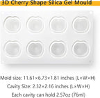 OCPO KITCHEN Cherry Silicone Mold for Baking Mousse Cake, Fruit French Dessert, Pastry, Chocolate, Cupcake, Ice Cream Mould, Cake Decoration Mold, 3D Cherry Shape (8-Cavity)