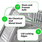 IDL Packaging Full Size Aluminum Steam Table Pans with Lids - Deep, 21" x 13" x 3" (pack of 25) - Disposable Foil Pan for Grilling, Roasting, BBQ, Cooking, Baking, Freezing