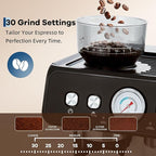 Garvee Stainless Steel Espresso Machine with Grinder & 20 Bar Pressure, 2.8L Removable Water Tank, Milk Frother Steam Wand for Latte/Cappuccino - Adjustable Shot Volume, Professional Home/Office Use