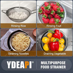 Ydeapi 6.3" Fine Mesh Strainer with Handle, Metal Food Strainers for Kitchen, Sieve Fine Mesh Stainless Steel for Rice, Quinoa, Pasta, Noodles