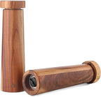 Navaris Salt and Pepper Mill Set - Adjustable Acacia Wood Salt and Pepper Grinders Shakers with Ceramic Grinding Core for Home, Restaurants - Design 1