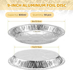 50 Pack 9 Inch Disposable Aluminum Foil Pie Pans - Curl Lip Design, Lightweight & Sturdy with Even Heat Distribution for Tarts & Pastry Crusts