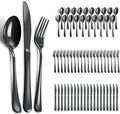 60 Piece Black Silverware Set - Service for 20, Stainless Steel Flatware Cutlery Set Include Knives Spoons Forks, Black Bulk Silverware for Wedding, Restaurant, Home, Dishwasher Safe