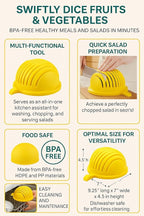 Dependable Industries inc. Essentials Quick Salad Maker Chopper Salad Cutter Bowl Swiftly Dice Fruits & Vegetables, BPA-Free Healthy Meals and Salads in Minutes Multi-functional (Yellow)