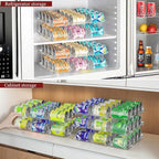 Attelite Can Organizer for Pantry, 3 Sets 4 Tiers Can Storage Organizer Pantry,Soda Can Organizer for Fridge 48 Cans Rack Automatic Rolling Stackable Canned Food Organizer,Clear