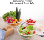 WhiteRhino Glass Mixing Bowls with Lids Set of 3(3.7QT, 2.1QT, 1.1QT),Large Kitchen Salad Bowls, Space-Saving Nesting Bowls, Clear Glass Serving Bowls for Cooking,Baking,Prepping,Dishwasher Safe