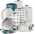 Country Kitchen Nonstick Stackable Bakeware Set - Heavy Duty, Durable, Easy Release Baking Set, Sage, 10 Pcs