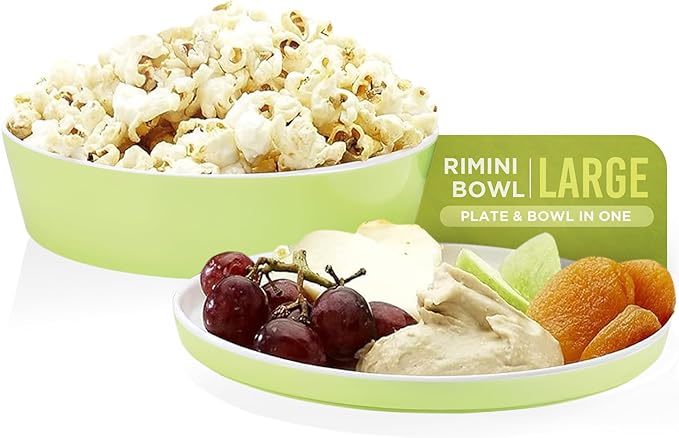 IMPULSE! Rimini Large Lime Green Melamine Bowl – Bright & Stylish with Lid That Doubles as Plate | Great for Salads, Sides, Snacks, Dips & More | Perfect for Outdoor, Home & Commercial Use