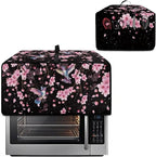 Hummingbird Cherry Blossom Print Toaster Oven Cover, Heat-Resistant Toaster Cover Dust-Proof Microwave Oven Protector, Protections for Kitchen, Black, (Large-18.5*22.5*12.99 inches)