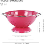Reston Lloyd, 3 Quart Powder Coated Steel Kitchen Strainer Basket for draining Pasta, Vegetable and Fruit, Chrome Handles and Wide Stable Base, Magenta