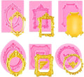 6 PCS Photo Frame Silicone Molds Frame Chocolate Silicone Molds Vintage Style Picture Frame Moulds for Cake Decorating Cupcake Topper Chocolate Candy Polymer Clay