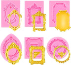 6 PCS Photo Frame Silicone Molds Frame Chocolate Silicone Molds Vintage Style Picture Frame Moulds for Cake Decorating Cupcake Topper Chocolate Candy Polymer Clay