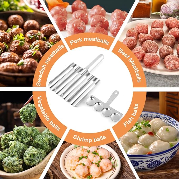 Meatball Maker Tool,Stainless Steel Non Stick Meat ball Maker,Portable Meatballs Scoop Ball Maker Kitchen Restaurant Must Have Meatball Making Set,Home Cooking Tools