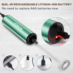 Milk Frother, Rechargeable Battery Operated Frother for Coffee,Portable Drink Mixer with 2 Stainless Steel Whisk Heads,Milk Foamer for Keto Coffee, Latte, Cappuccino, Hot Chocolate,Light Blue