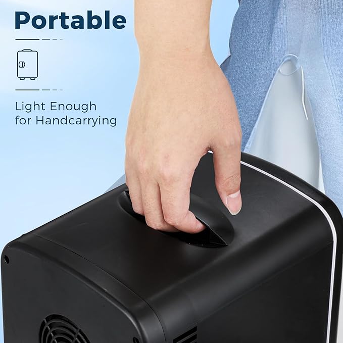 Antarctic Star Compact Refrigerator, Portable Mini Fridge, Skin Care 4L Capacity/6 Cans, for Bedroom, Car, Office & Dorm, Small Cooler for Cosmetics, Beverage and Food, Black