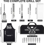 Dad Christmas Gifts from Daughter Son 19Pcs BBQ Grill Tools Set with Apron Portable Bag Heavy Duty Stainless Steel Grilling Utensils Barbecue Accessories Kit for Men Father Papa Birthday Present