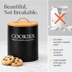 D'Lifeful Cookie Jar with Airtight Bamboo Lid – 0.6 Gallon Cute and Decorative Cookie Storage for Kitchen Countertop – Farmhouse Storage Tin for Freshness – Great Gift Idea