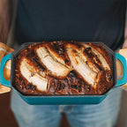 Flavehc Bread Pan Cast Iron Loaf Pan with Lid Bread Loaf Pan 8.5x4.5 Inch Loaf Pan Enameled Cast Iron Sourdough Loaf Pan, DarkCyan