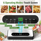 Vacuum Sealer for Food, Food Saver Vacuum Sealer Machine, Powerful Suction, Build-in Cutter, UV Compact Food Sealer, Dry&Wet Modes, Vacuum Sealer Kit with Bag Roll&Mason Jars&Reusable Vacuum Seal Bags