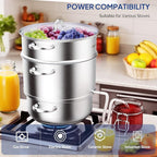 ROVSUN 5 Quart Juice Steamer Stainless Steel, Extractor Fruit Vegetables Juicer Steamer Pot, w/Tempered Glass Lid Clamp, Loop Handles, Ideal for Making Juice, Jelly, Pasta