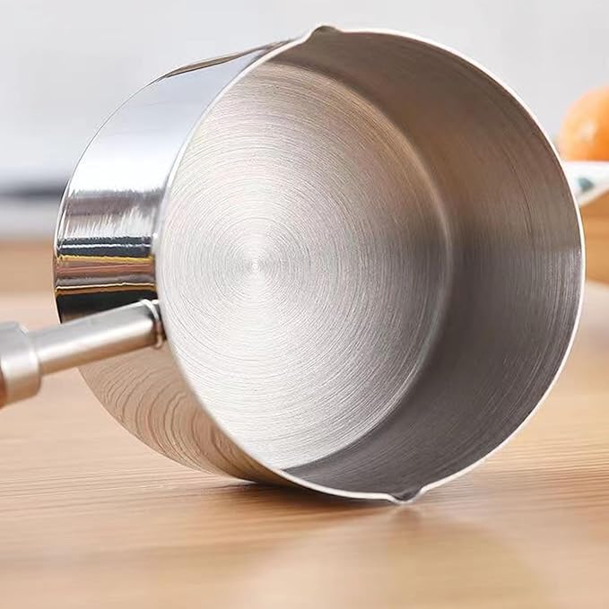 BinaryABC Mini Sauce Pan Cooking Pot, Stainless Steel with Pour Spout, 250ml