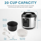 Aroma Housewares Professional Plus ARC-5000SB 20 Cup (Cooked) Digital Rice Cooker, Food Steamer, Slow Cooker, Stainless Exterior/Nonstick Pot, Silver, Black, 10-cup uncooked/20-cup cooked/4QT