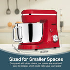 Household Stand Mixer with 6.5 Quart Bowl, Electric Food Mixer 10+p Speeds 660W, Tilt-Head Bread Dough and Cake Mixers with Dough Hook, Whisk, Beater, Splash Guard and Egg Separator (Red)
