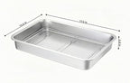 Stainless Steel Sturdy Roasting Pan with Cooling Rack – Oven, Toaster & Grill Safe, Deep Edge, Smooth Finish, Dishwasher Safe – Perfect for Turkey, Chicken, BBQ (17.5x13.6x2.8in)