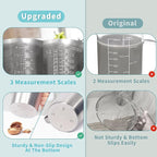 Newness Measuring Cup, [Upgraded, 3 Measurement Scales, Including Cup Scale, ML Scale, Ounce Scale], Stainless Steel Measuring Cup with Marking with Handle, 32 Ounces (1.0 Liter, 4 Cup) (Pack of 2)