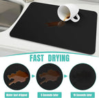 WISELIFE Coffee Mat Super Absorbent Dish Drying Mat Coffee Bar Accessories Match with Machine Large Drying Mats for Kitchen Counter 12" W x 19" L, Black
